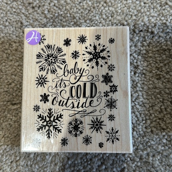 HOBBY LOBBY Baby it’s Cold Outside & Flower Rubber Stamp - Picture 2 of 6